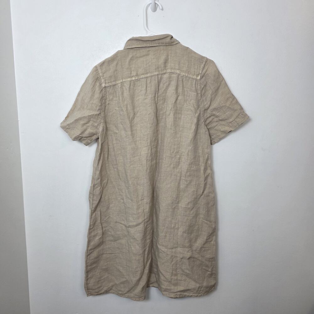 Sundance‎ Tan 100% Linen Safari Outdoor Button Up Harper Mini Shirt Dress Size S - Picture 8 of 9